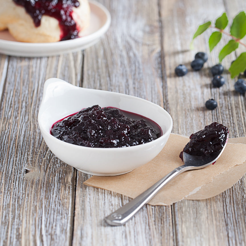 Wild blue huckleberry fruit spread