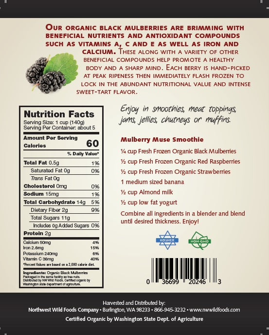 Fresh Frozen Organic Black Mulberries