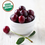 Fresh frozen organic dark tart cherries